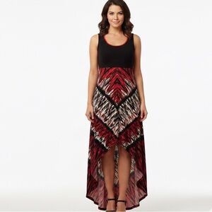 Studio I Black and Red Asymmetrical Dress